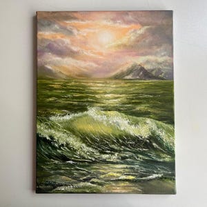 Ocean painting Landscape painting  on canvas ocean beach paintings original oil painting Wave Beach art seascape painting Coastal wall decor