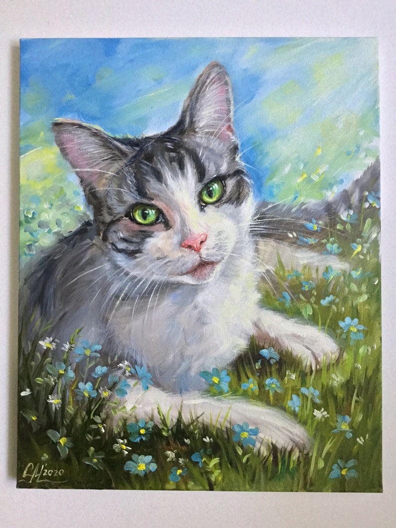 Custom Painting Pet Portrait Art Commission Painting From Photo Canvas ...