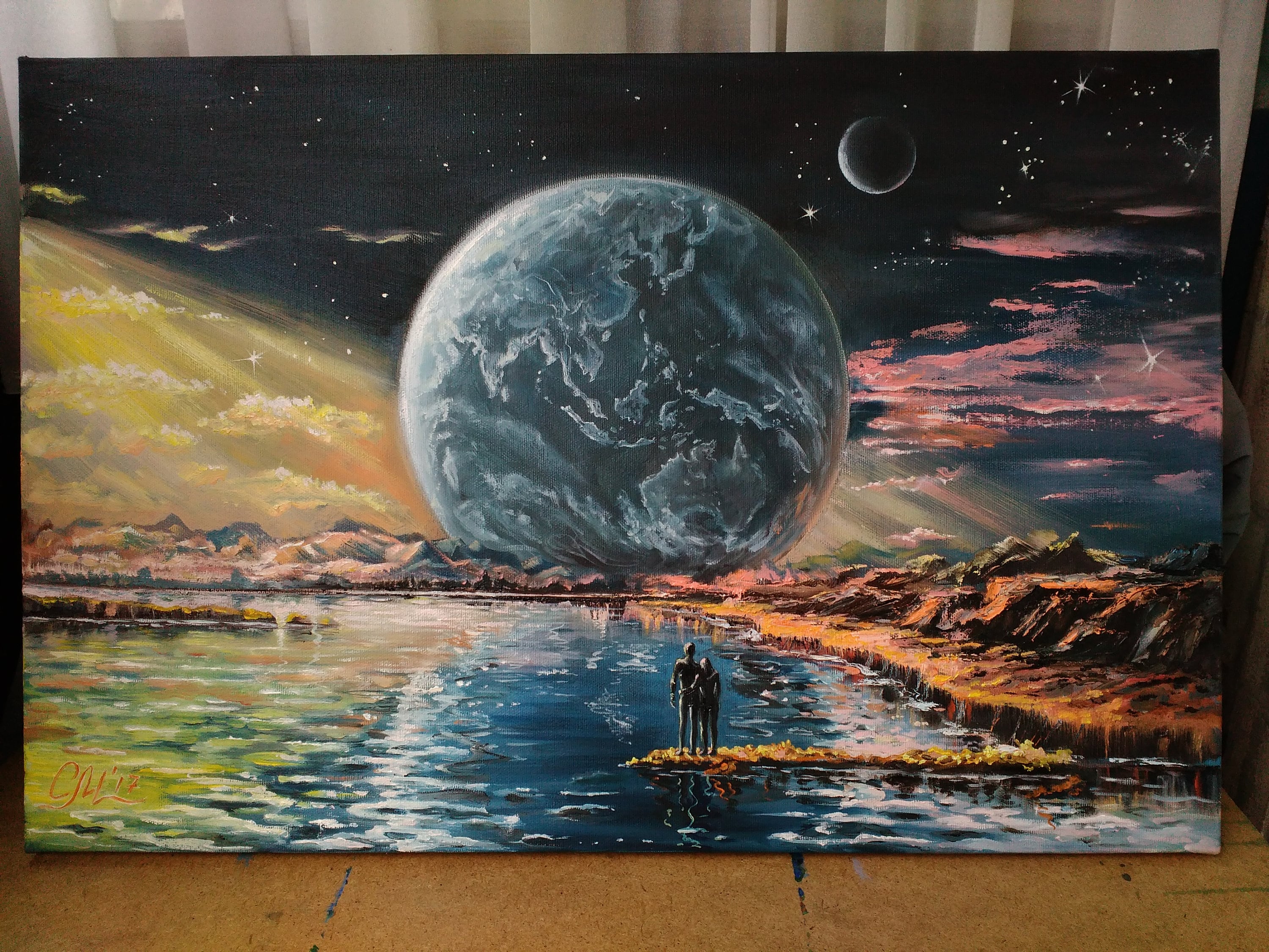 宇宙の絵画 宇宙の壁アート キャンバスに描かれた絵画 特注油絵