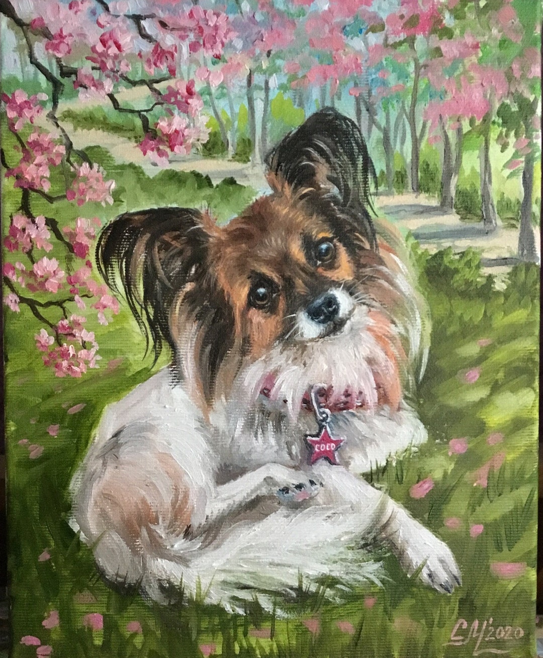 Custom Dog Portrait Art Commission Painting Canvas Art Original ...
