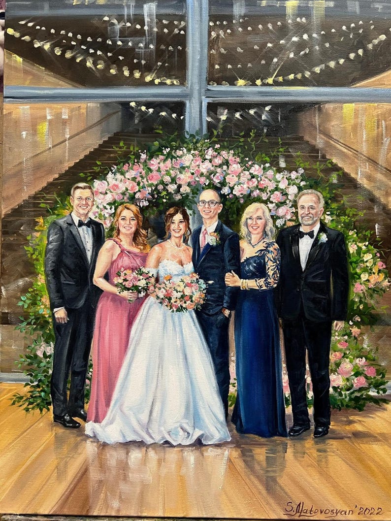 Art commission painting Custom oil painting from photo couples portrait oil painting commission custom wedding painting 1st anniversary gift