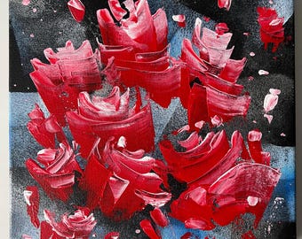 Abstract rose flowers painting on canvas art Original Abstract painting floral painting abstract art acrylic painting luxury wall art flower