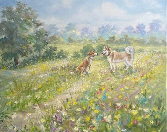 Commission painting Rainbow bridge Custom dog portrait turn photo into painting Custom oil painting antique portrait dog memorial gift mom