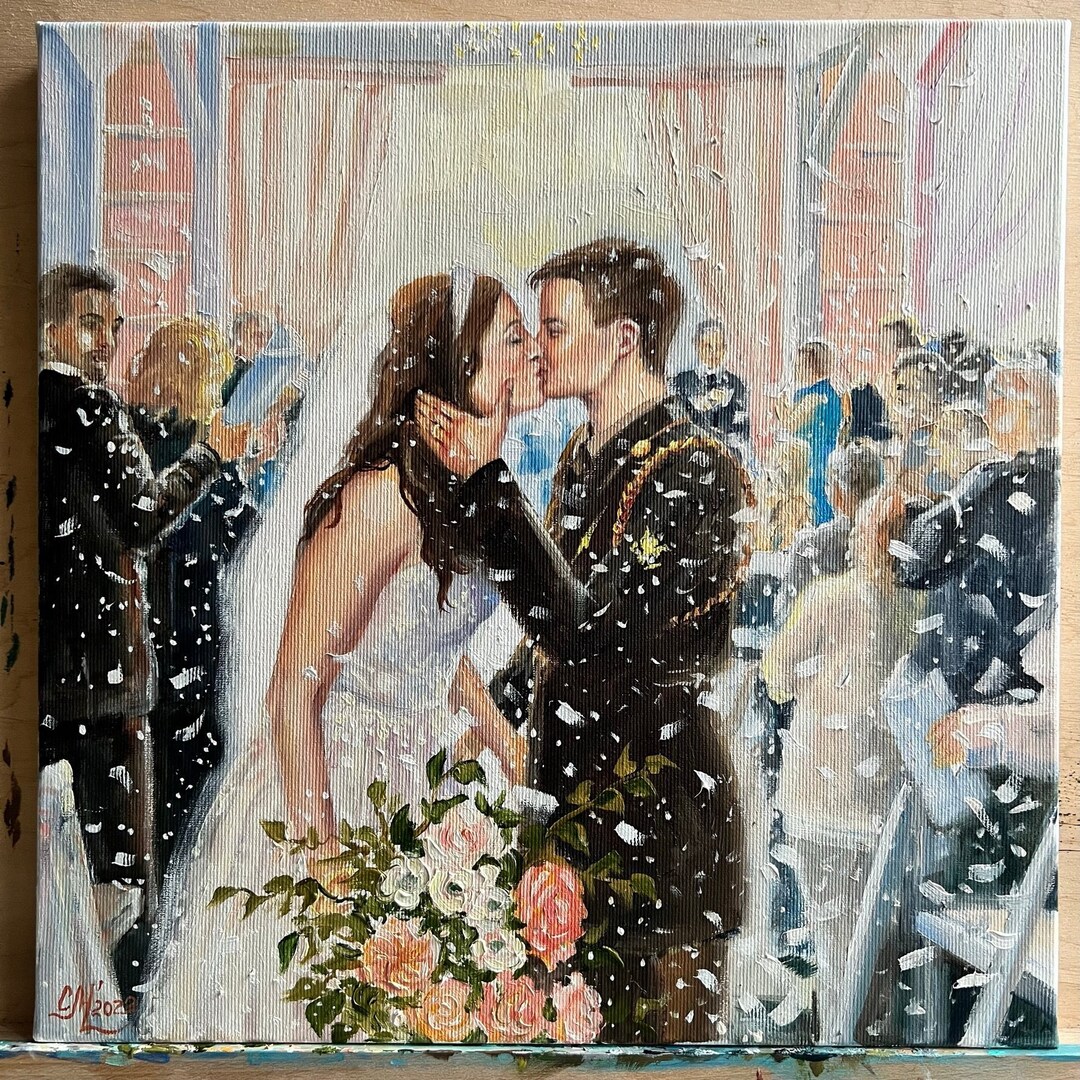 Wedding Painting From Photo Commission Painting on Canvas Wedding ...