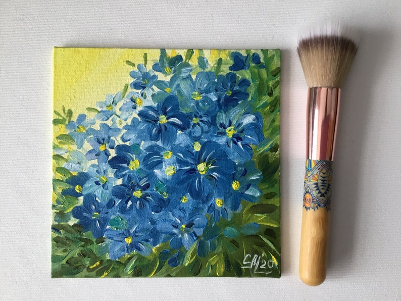 Forget Me Not Flowers Painting Original Oil Painting Small Floral Wall Art Blue Flower Painting Girl Gift Bouquet Mini Painting Flowers Art Art Collectibles Oil Alechcemisieszyc Pl