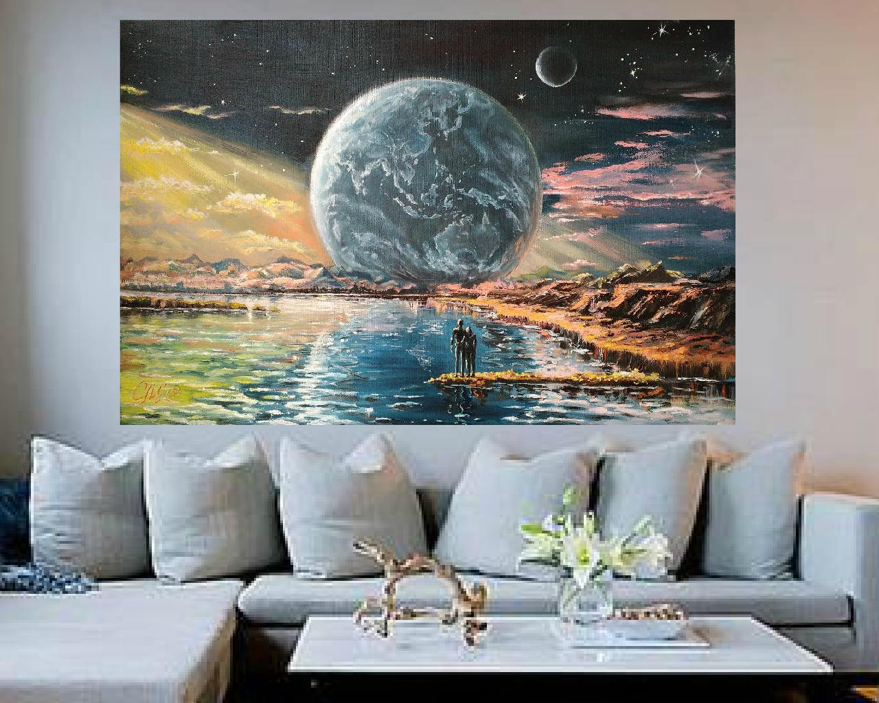 宇宙の絵画 宇宙の壁アート キャンバスに描かれた絵画 特注油絵 銀河の