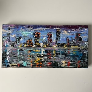 Abstract painting on canvas original colorful art Abstract oil painting New York city skyline art painting New York skyline painting Modern