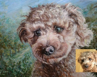 Commissie schilderij hond herdenkingscadeau Handgemaakte aangepaste poedel hond portret gepersonaliseerde unieke hond artwork aangepaste poedel schilderij van foto