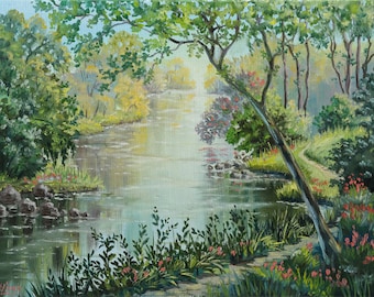 Arte de paisaje floral PRINT Impresiones de naturaleza impresión de paisaje impresión botánica arte de paisaje decoración de pared rústica impresión de bosque Impresión de pared floral lienzo de arte de pared