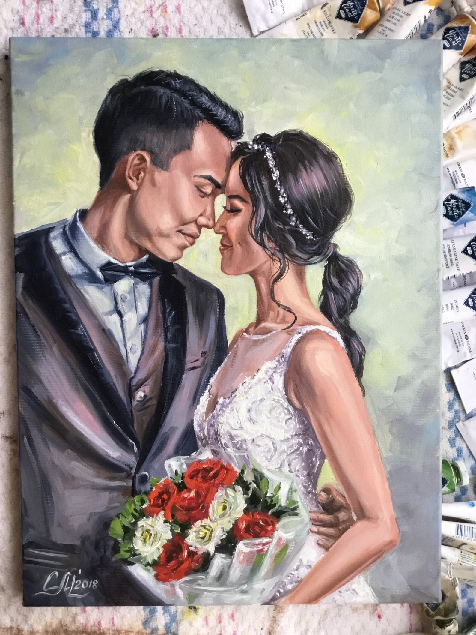 Commission Wedding Portrait Painting on Canvas Art Original | Etsy
