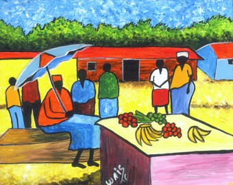 Balbala farmer market, Birch wood panel 10x8 inches