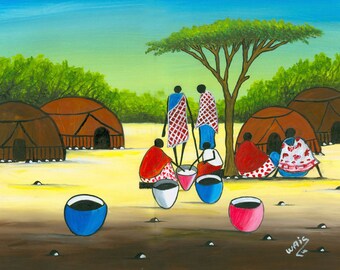 Masia village 16x20 inches