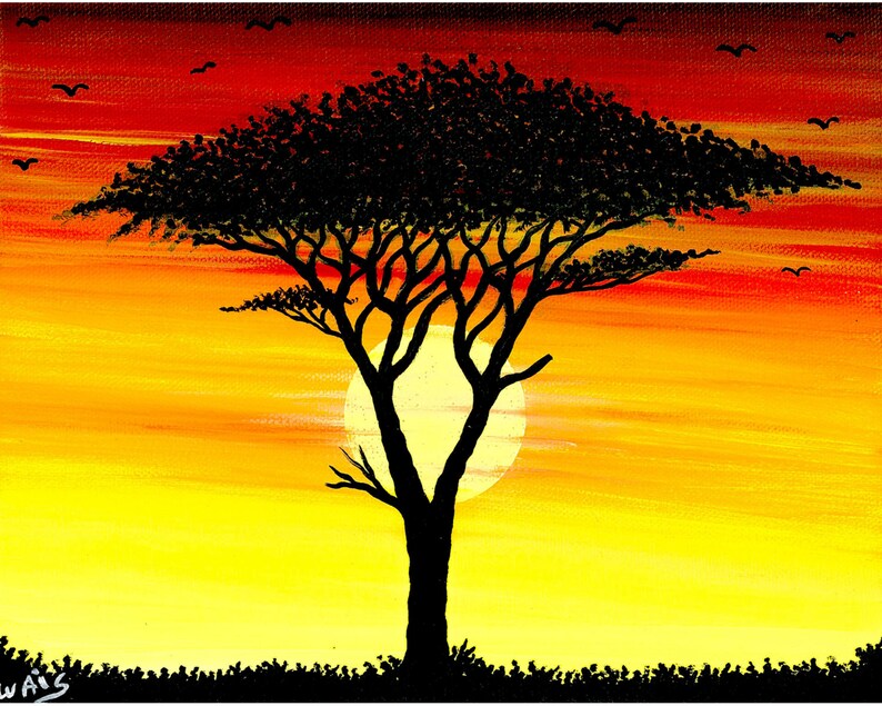 Acacia Tree Acrylic painting Canvas 8x11 inches Etsy