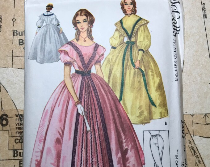 UNCUT Civil War Era Period Costume Sewing Pattern Mccalls 2403 M2403 ...