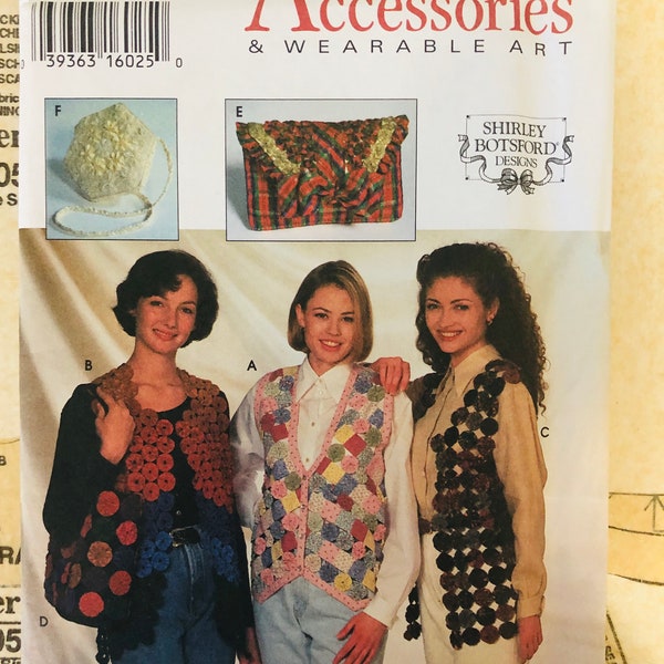 Simplicity 9215 Womens Sewing Pattern Size Small Medium Large Craft Crafty Yoyo vest Purse Bag Scrap Buster Fabric 90s Clutch Tote UNCUT