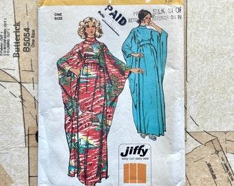Simplicity 5900 Caftan Pattern Vintage 70s Belted Caftan Sewing Pattern Fitted Floor Length Dress Belted Loose Fitting Disco One Size CUT