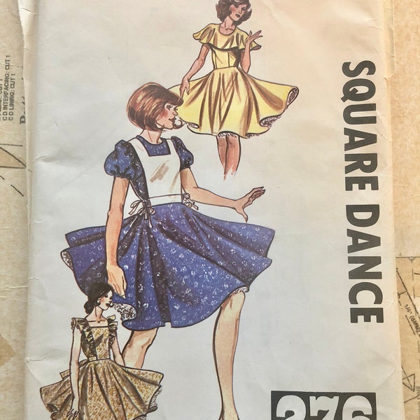 Authentic Patterns 276 Square Dance Dress Sewing Pattern Western Wear Size 5 7 9 6 8 10 Full Circle Skirt Fitted Bodice Jewel Neckline UNCUT