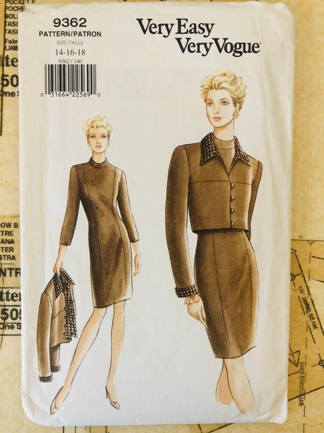Vogue 9362 Dress Sewing Pattern Reversible Jacket 90s High - Etsy