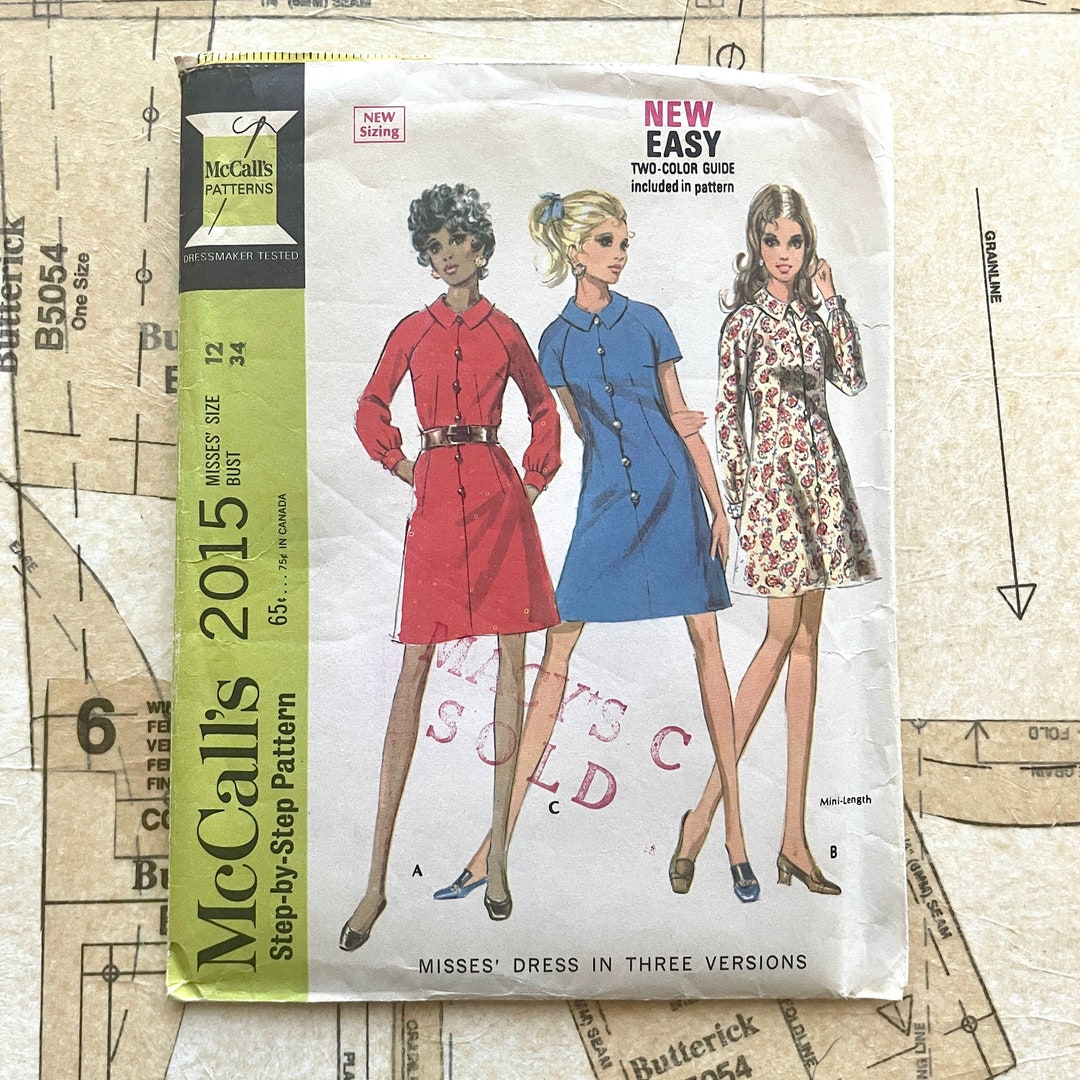 Mccalls 2015 60s Dress Sewing Pattern Mod Collared Dress Sewing Pattern 1960s Vintage Womens