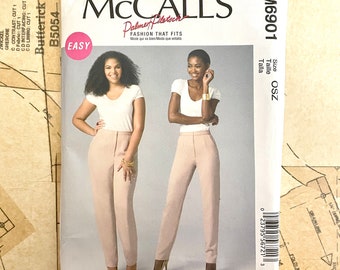 Mccalls 6901 Pants Sewing Pattern Pant Fitting Pattern Semi Fitted Tapered Trouser Pockets Mock Fly Womens Size 8 10 12 14 16 18 20 22 24