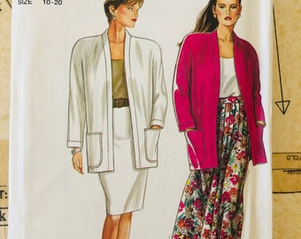 Simplicity 9837 Womens Sewing Pattern Size 10 12 14 16 18 20 Pleated Skirt Slim Skirt and Unlined Jacket 90s Loose Fitting Dolman UNCUT