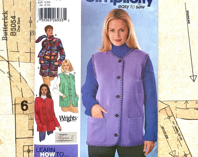 Simplicity 5434 Fleece Jacket Pattern Coat or Vest Pockets Easy ...