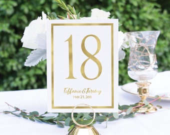 Personalized Gold Foil Table Numbers Handmade Wedding #0130