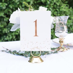 Rose Gold Table Numbers, Wedding Table Numbers, Rustic Table Numbers, Foil Table Numbers, Confetti Table Numbers, 1128 4x6 image 1