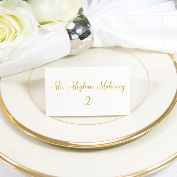 Ivory and Gold Foil Wedding Place / Name Cards Handmade Style #0234