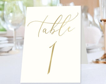 Foil Table Numbers: Gold, Silver, or Copper - Wedding & Event Decor