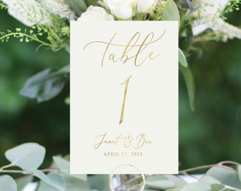 Personalized Gold Table Numbers, Silver Table Number, Copper Table Number, Foil Table Numbers, Wedding Decor, #1174-P 4x6