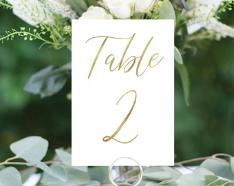 Modern Elegant Gold Foil Wedding Table Numbers, Gold Table Number Cards, Wedding Table Number, Free Shipping! #1171 4x6