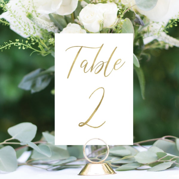 Modern Elegant Gold Foil Wedding Table Numbers, Gold Table Number Cards, Wedding Table Number, Free Shipping! #1171 4x6