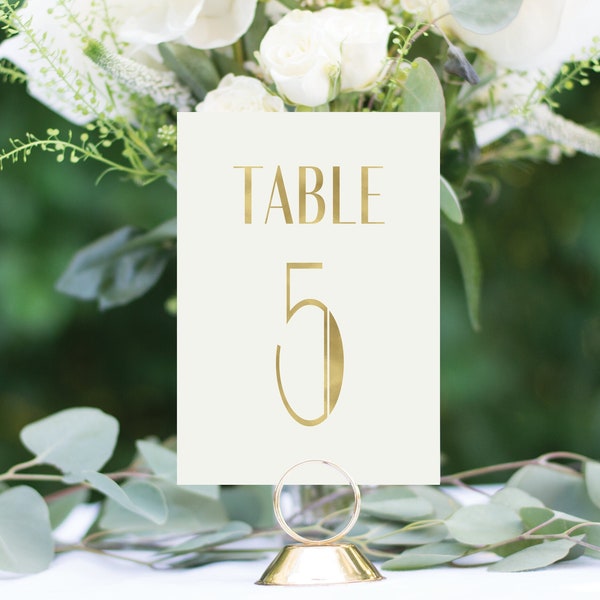 Modern Art Deco Gold Table Numbers, Wedding Table Numbers, Rustic Table Numbers, Foil Table Numbers, Art Deco Table Numbers, #1182 4x6