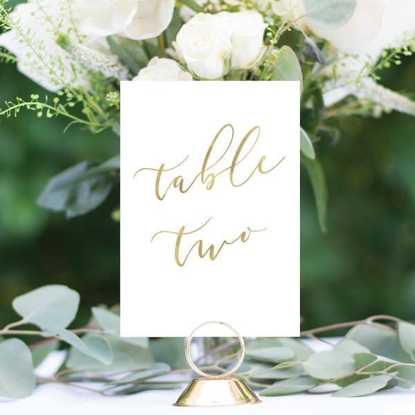 Lux Script Gold Foil Wedding Table Numbers, Gold Table Number Cards, Wedding Table Number, Free Shipping! #1173 4x6