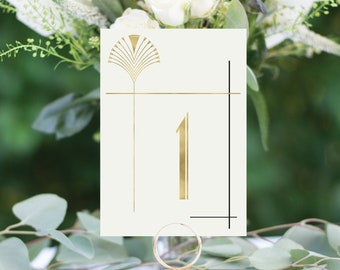 Art Deco Gold Foil Table Numbers: Wedding Reception Decor (4x6)