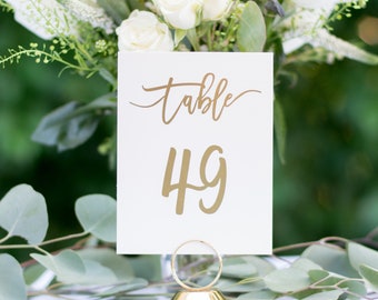 Gold Foil Table Numbers: Rustic Wedding Decor (4x6)