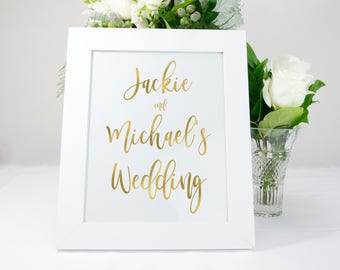 Wedding Welcome Sign in Gold Foil, Elegant, Unique, Chic, Bridal, available in gold, copper, rose gold, or silver