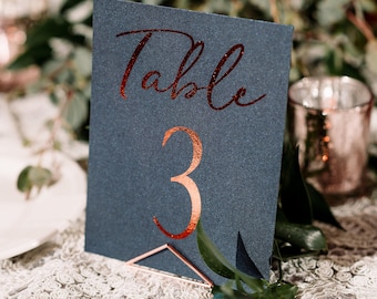 Copper Table Numbers, Navy Table Numbers, Wedding Table Numbers, Rustic Table Number, Foil Table Numbers, #1123 4x6