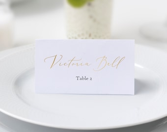 Gold Wedding Place Cards, Escort Cards, Name Cards, Flat Name Cards, Tented Name Cards, Handmade, Foil Place Cards, Wedding