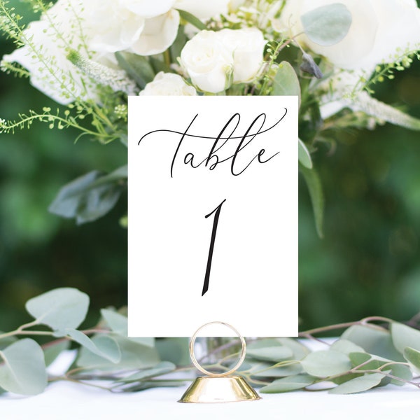 Modern Wedding Table Numbers, Handmade, Rustic, Chic, Your Choice of Color, Free Shipping! #1191 4x6