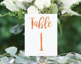 Copper Table Numbers, Wedding Table Numbers, Rustic Table Numbers, Foil Table Numbers #1102 4x6