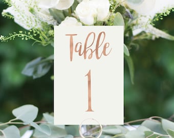 Ivory and Rose Gold Foil Table Numbers Handmade Wedding #1102 4x6