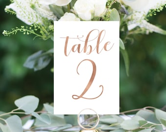 Rose Gold Table Numbers, Wedding Table Numbers, Rustic Table Numbers, Foil Table Numbers, #1134 4x6