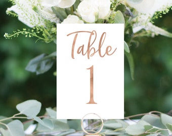 Rose Gold Table Numbers, Wedding Table Numbers, Rustic Table Numbers, Foil Table Numbers, #1138 4x6