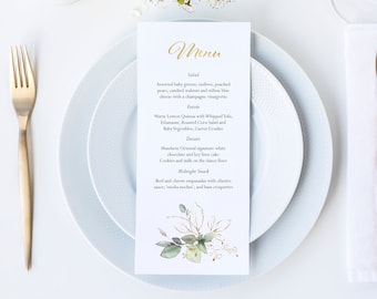 Gold Wedding Menu Card, Bar Menu for Events and Weddings, Dinner Menu, Wedding Decor