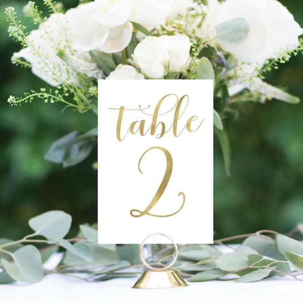 Gold Table Numbers, Wedding Table Numbers, Rustic Table Numbers, Foil Table Numbers, Ivory Table Numbers, #1134 4x6