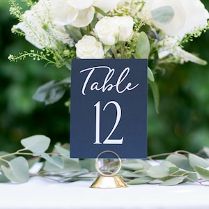 Navy Blue Table Numbers, Wedding Table Numbers, Rustic Table Number, Foil Table Numbers, 1123 4x6 image 1