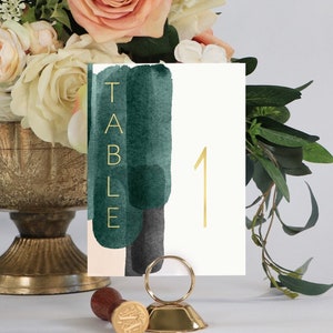Abstract Gold Table Numbers, Wedding Table Numbers, Rustic Table Numbers, Foil Table Numbers, Emerald Green Wedding Table Numbers, #1177 4x6