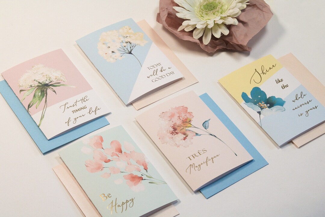 Gold Foil Botanical Thank You Cards: Handmade Floral Stationery Set - Etsy